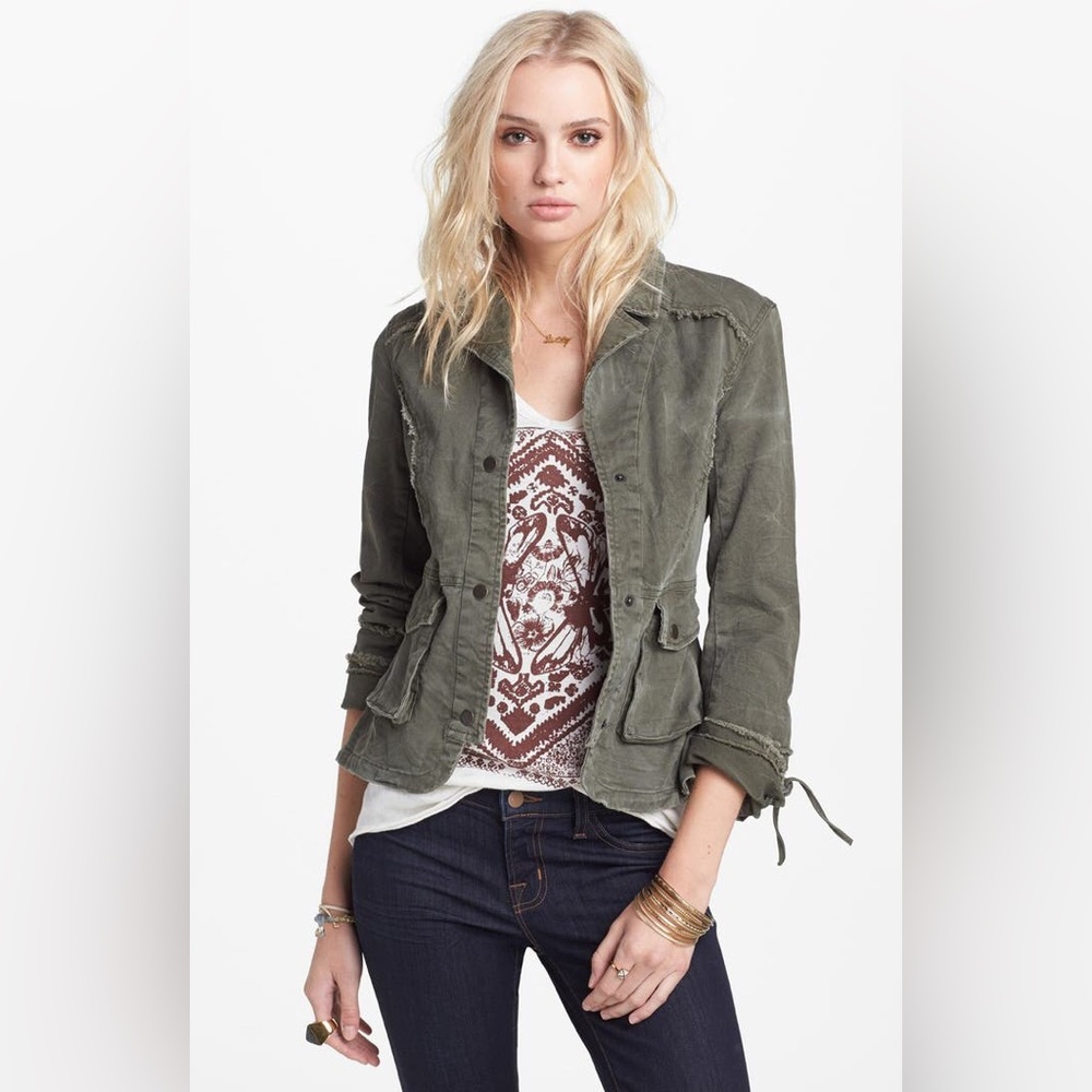 Free People Ruffle Hem Twill Jacket